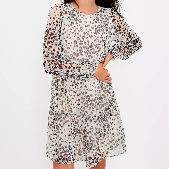 NWT Loft Shimmer Animal print Swing dress Size XS - Picture 1 of 9